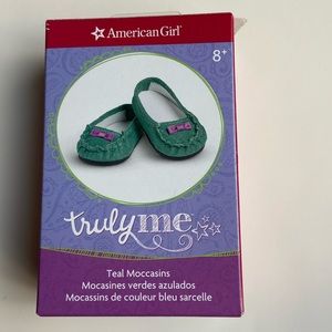 American Girl Truly Me Doll Shoes Teal Moccasins EUC